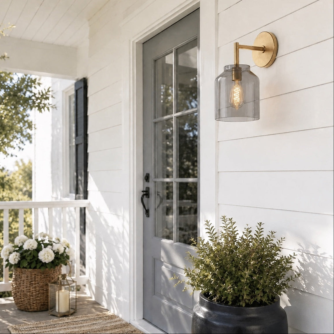Hanton Minimalist Wall Sconce, Vintage Milk Glass — product view 2