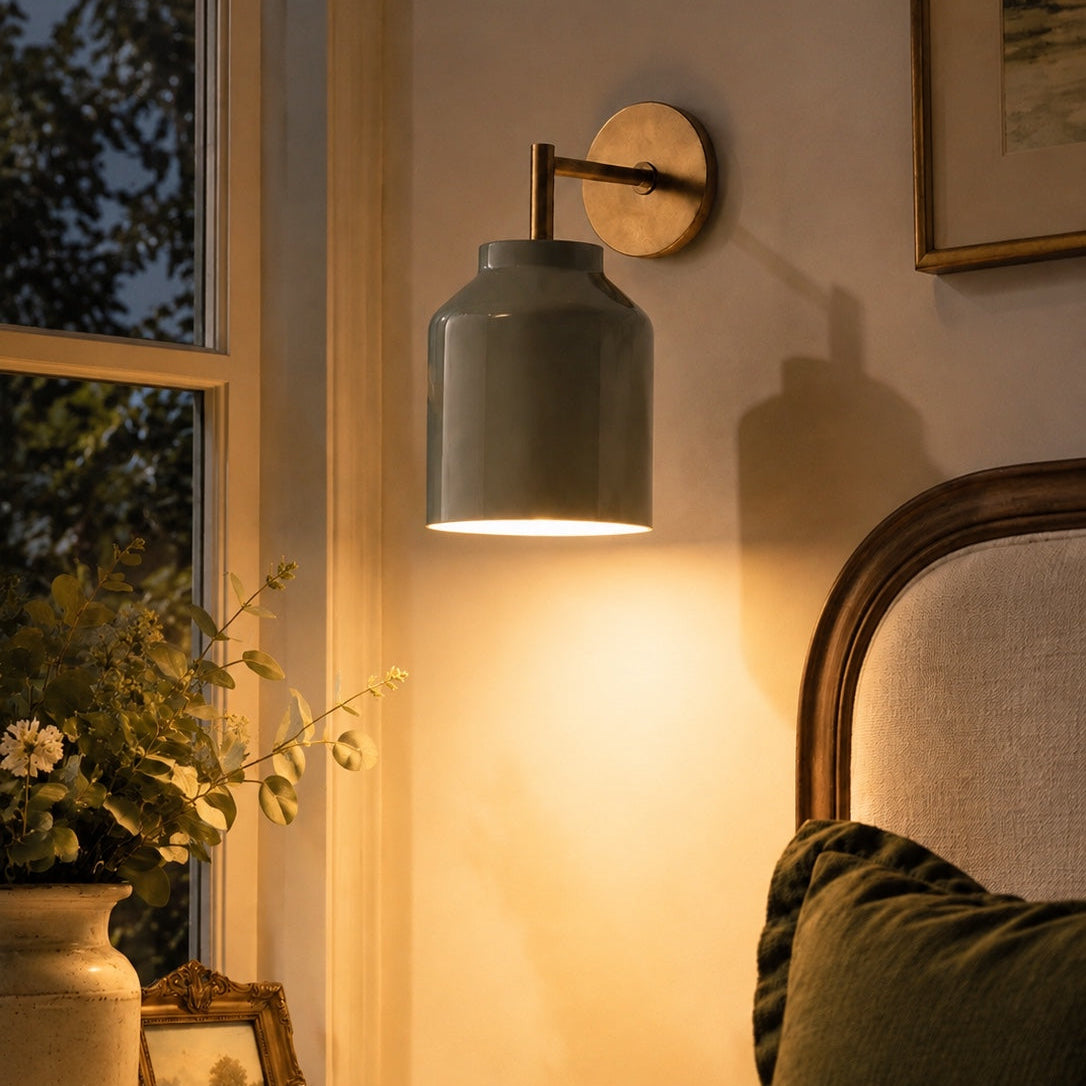 Hanton Minimalist Wall Sconce, Vintage Milk Glass — product view 4