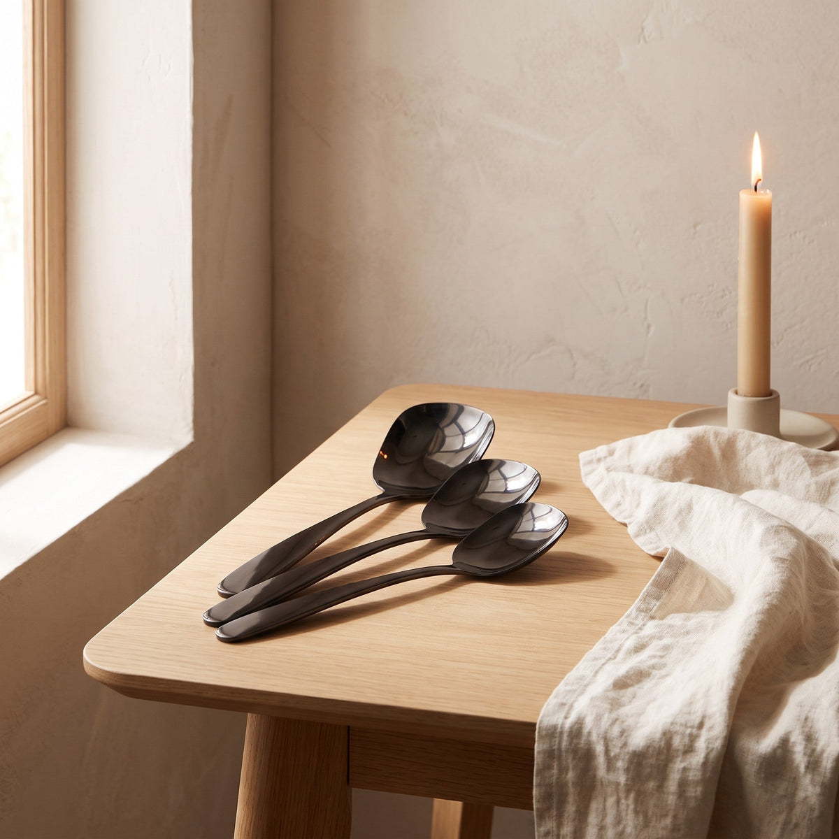 Singapore Serving Spoon Set, 3-Piece Steel — product view 6