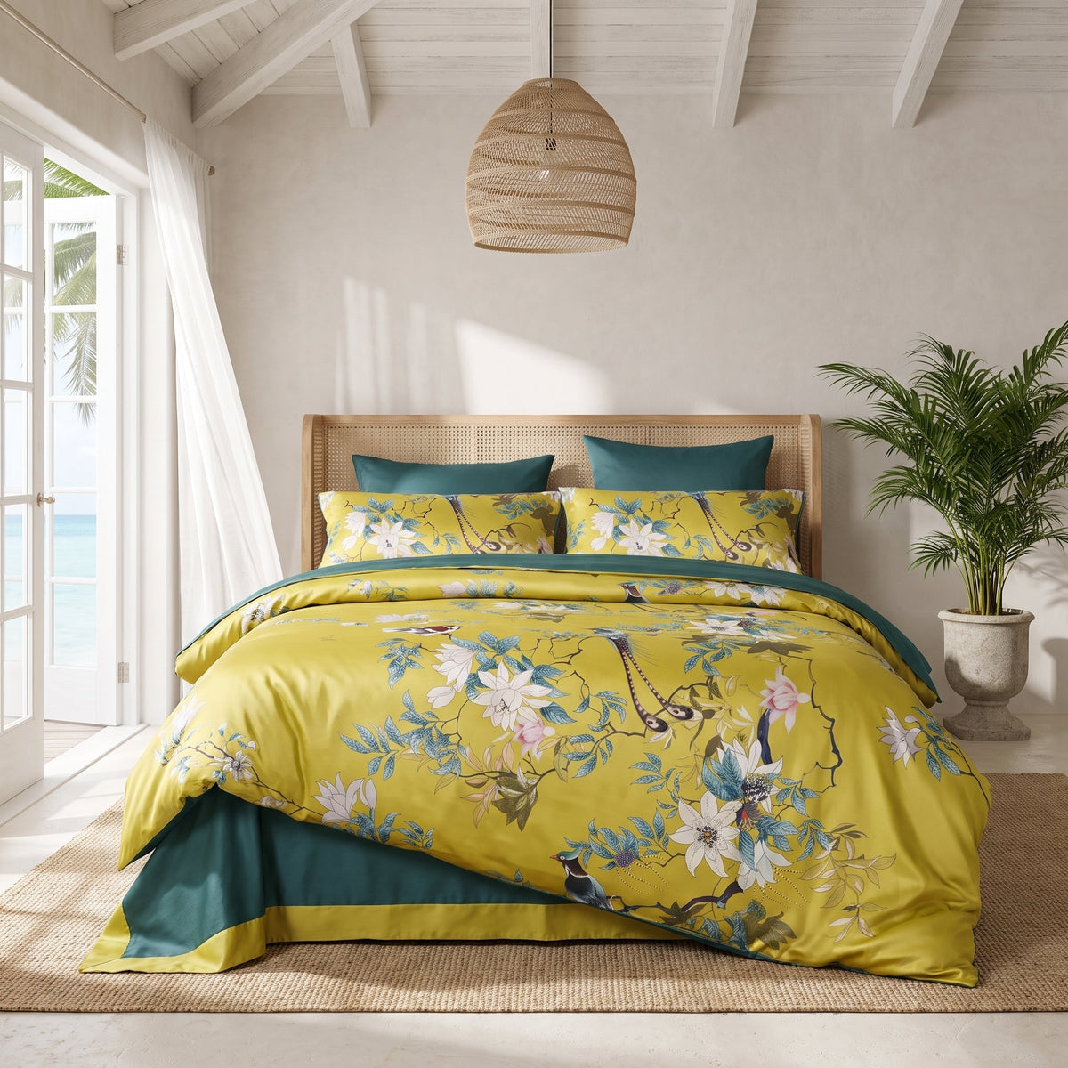Tranquility Yellow Duvet Cover Set, Cotton — product view 2