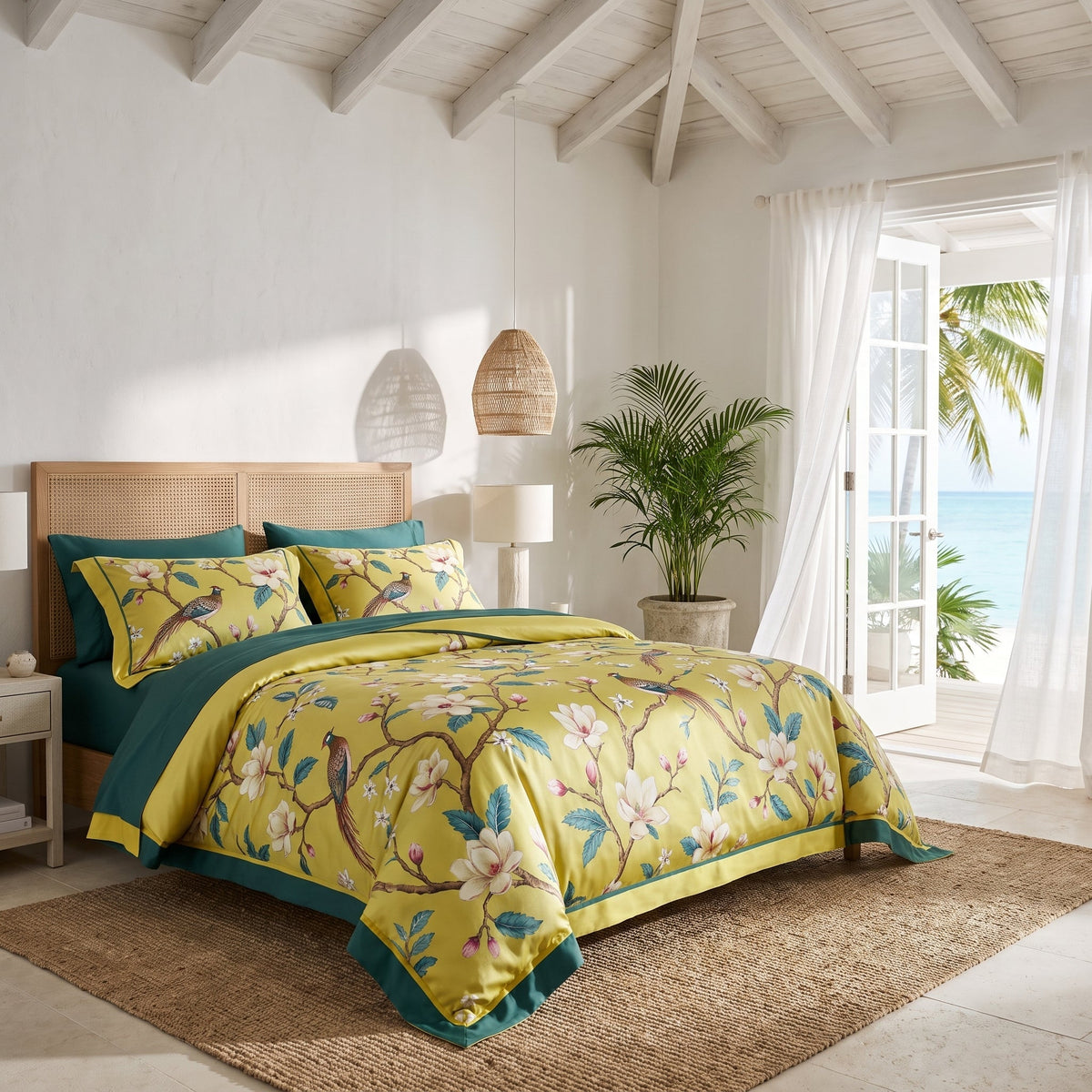 Tranquility Yellow Duvet Cover Set, Cotton — product view 3