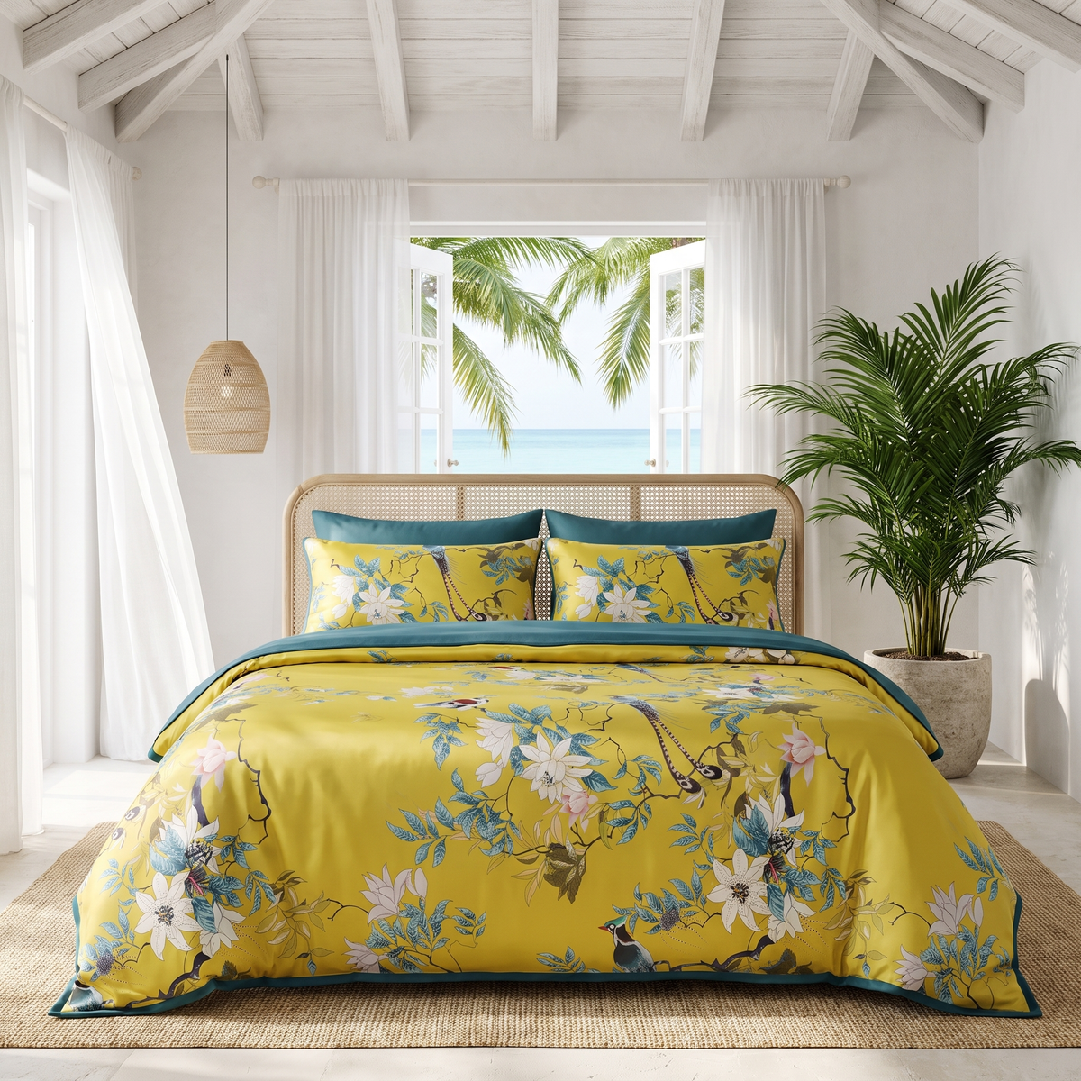 Tranquility Yellow Duvet Cover Set, Cotton — product view 5