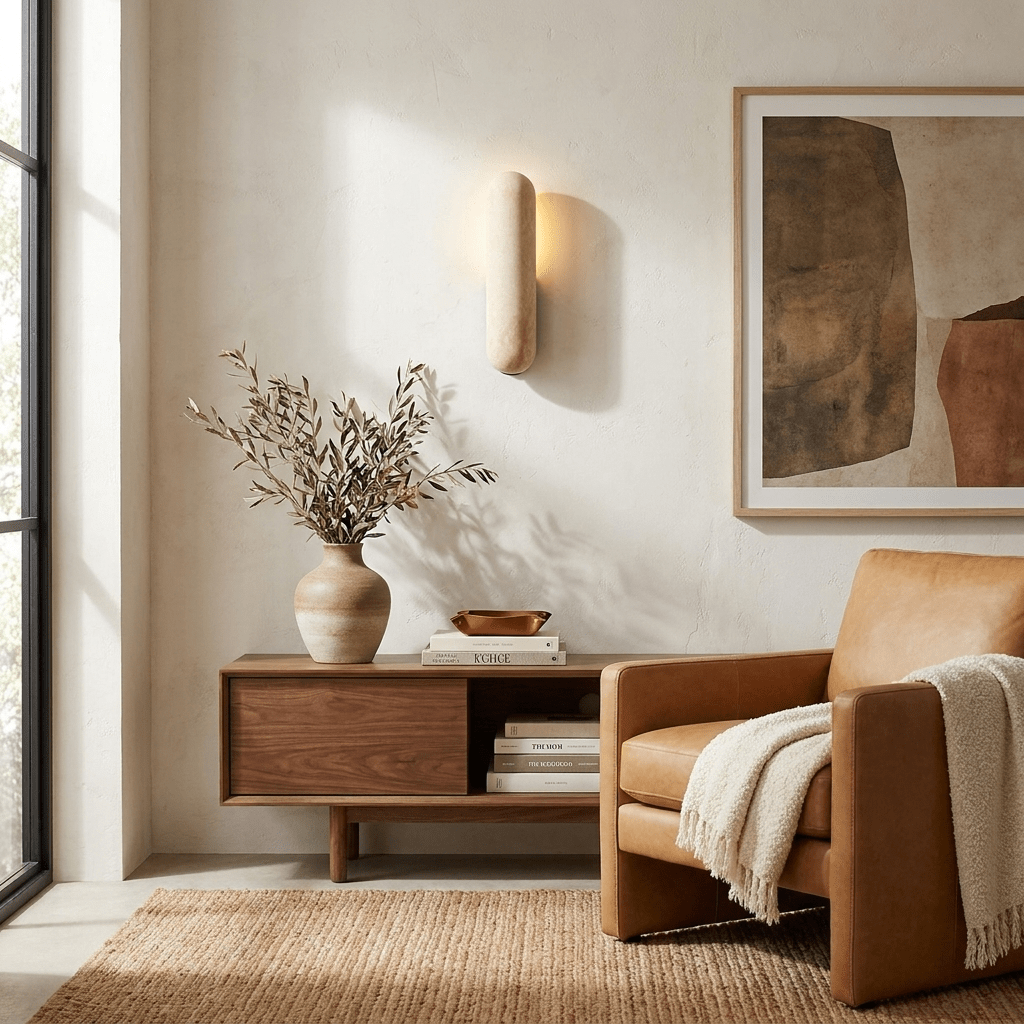Talvera Travertine Capsule Wall Sconce — product view 6