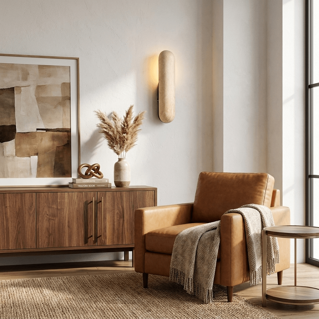 Talvera Travertine Capsule Wall Sconce — product view 5