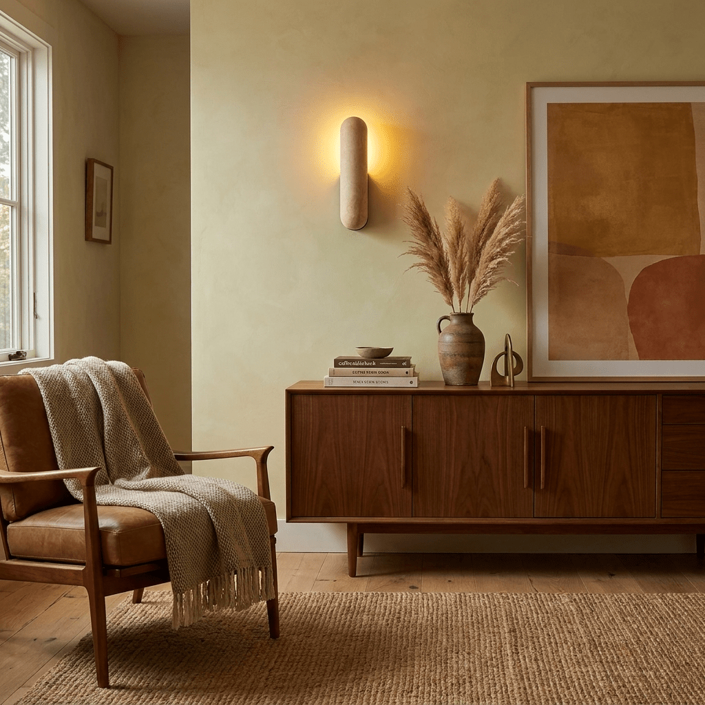 Talvera Travertine Capsule Wall Sconce — product view 3