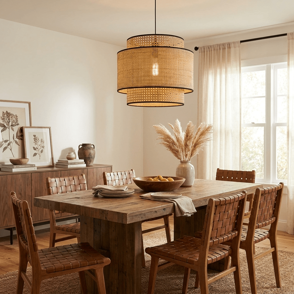 Sienna Rattan Fabric Pendant Lamp — product view 5