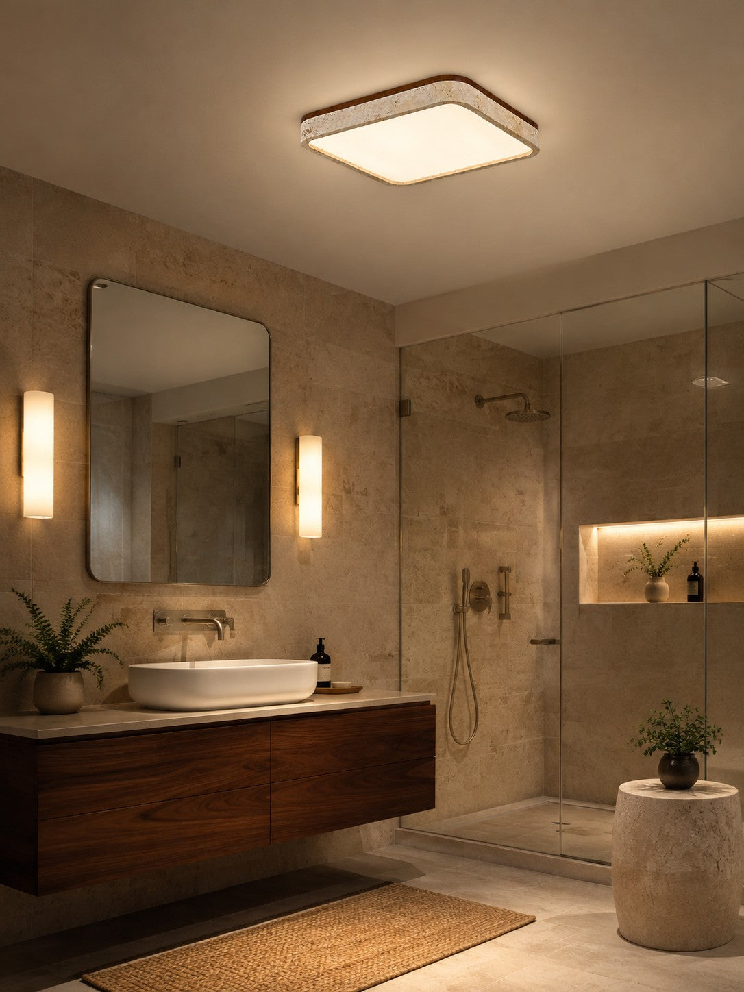Travira Travertine Flush Mount Ceiling Light — product view 7