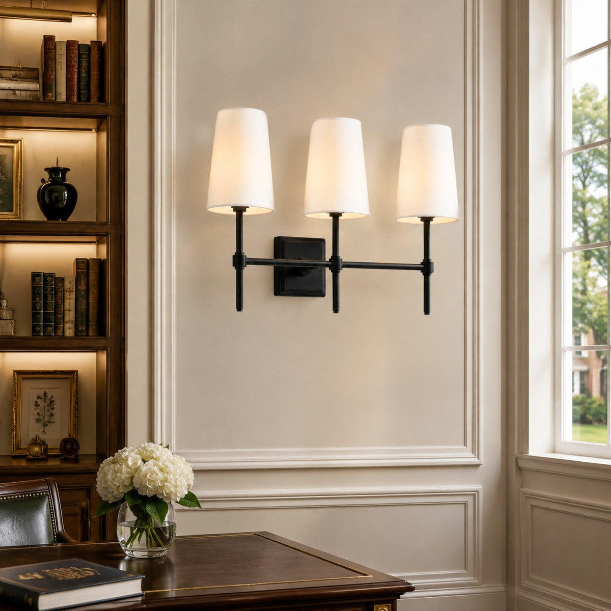 Rowan Linen Drum Wall Lamp, 1 to 3 Heads — product view 7