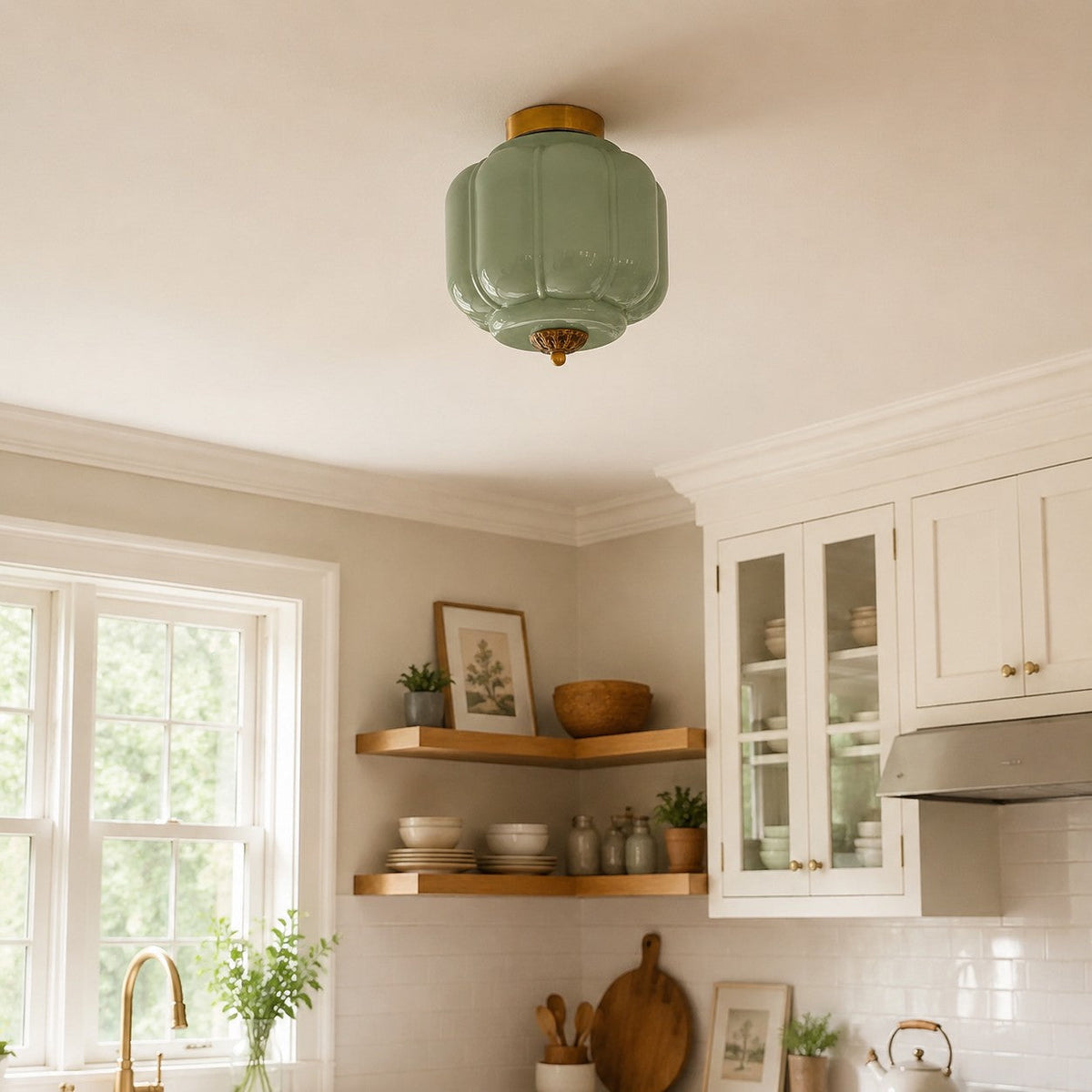 Scalloped Milk Glass Flush Mount Ceiling Light — product view 7