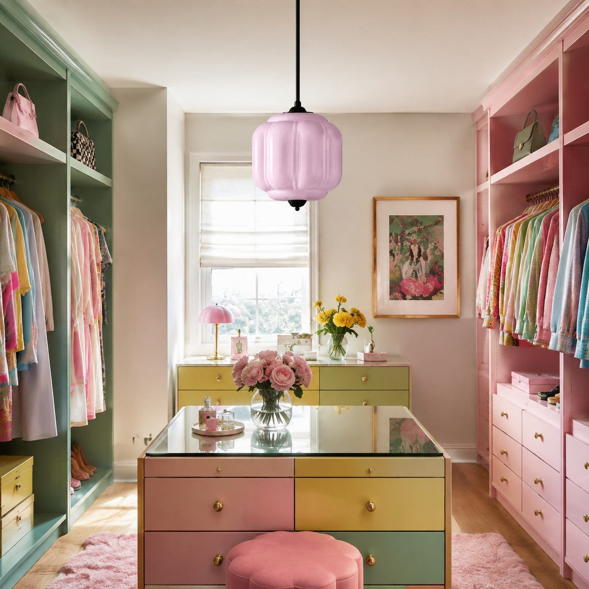 Scalloped Milk Glass Pendant Light, Adjustable Drop — product view 4