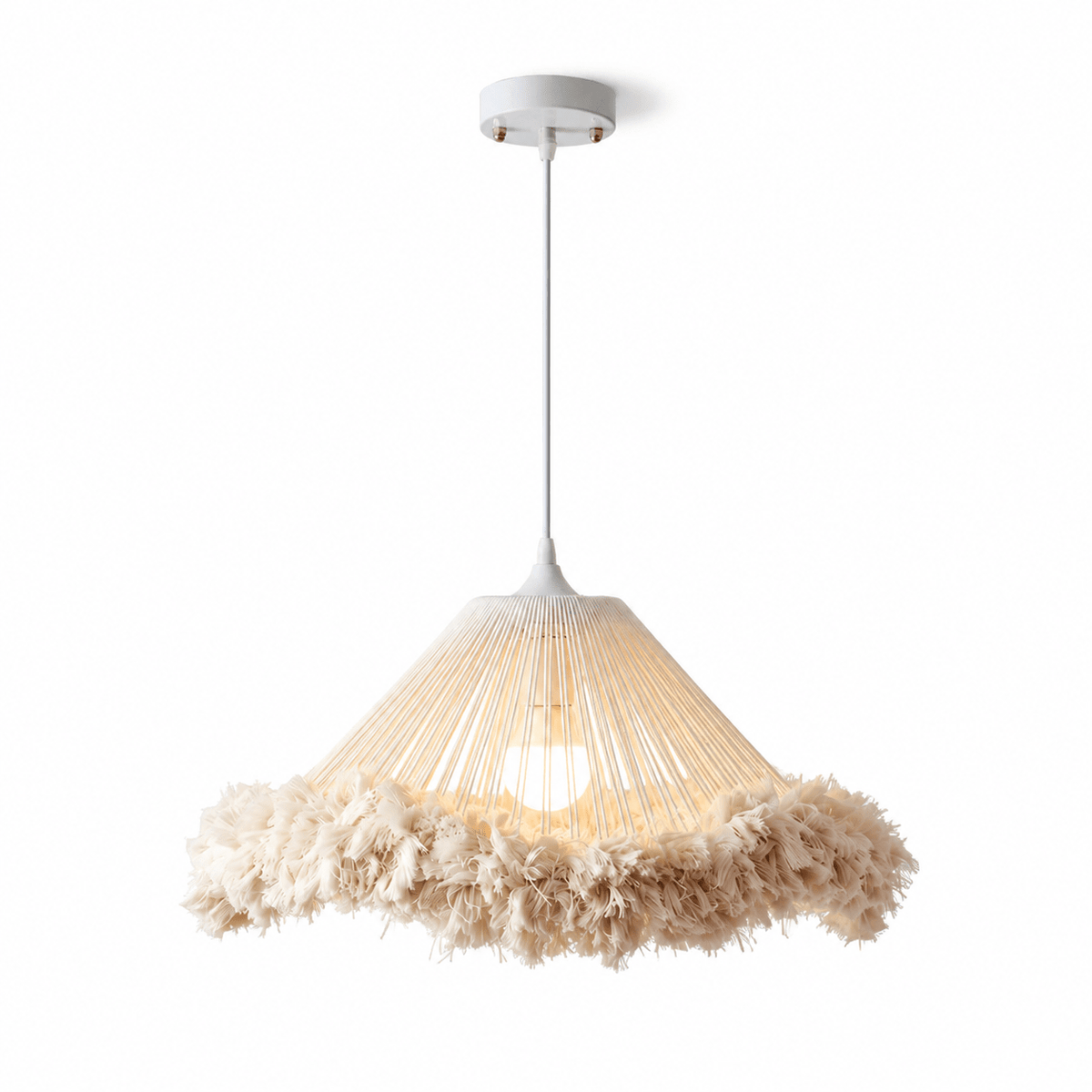 Meringue Fringed Cotton Cone Pendant Lamp — product view 7