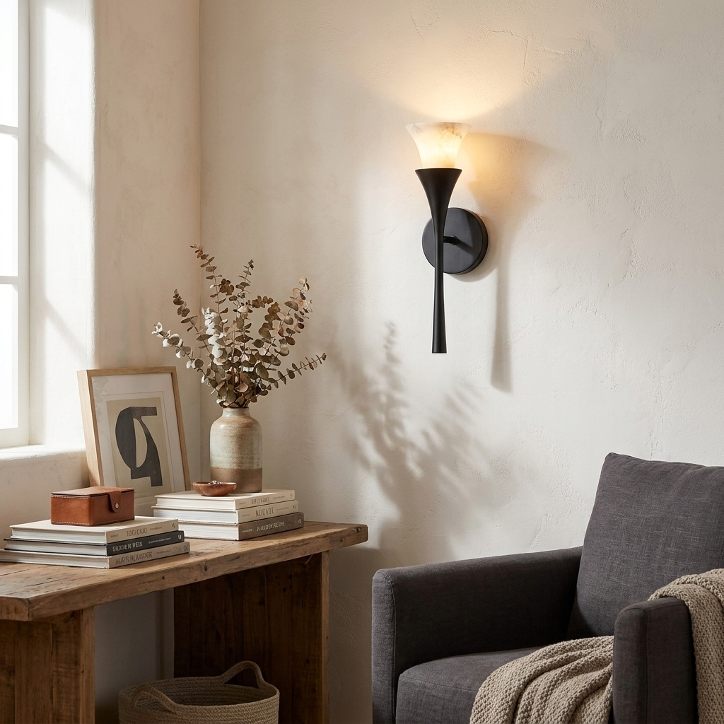 Flare Alabaster Wall Sconce — product view 2
