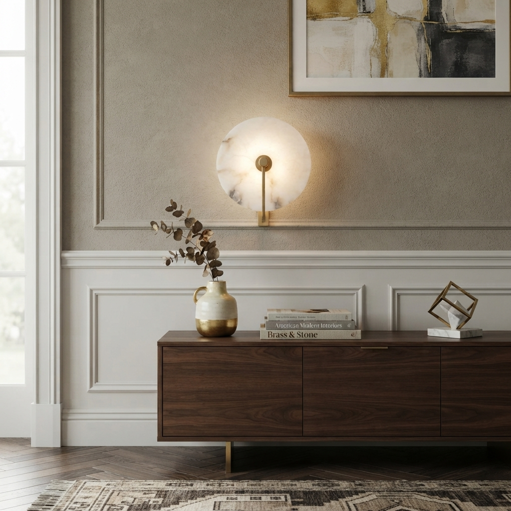 Medallion Alabaster Wall Sconce — product view 3
