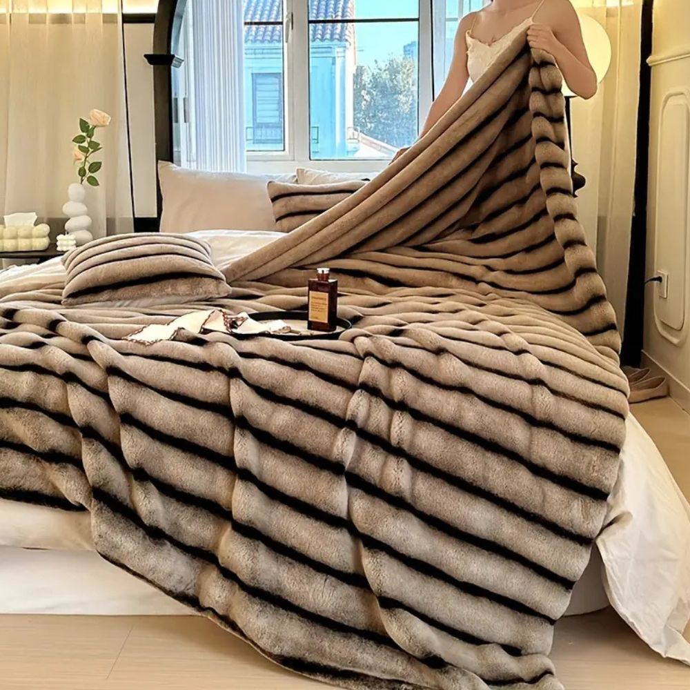 LoungeYard | Ruched Faux Rabbit Fur Blanket — product view 6