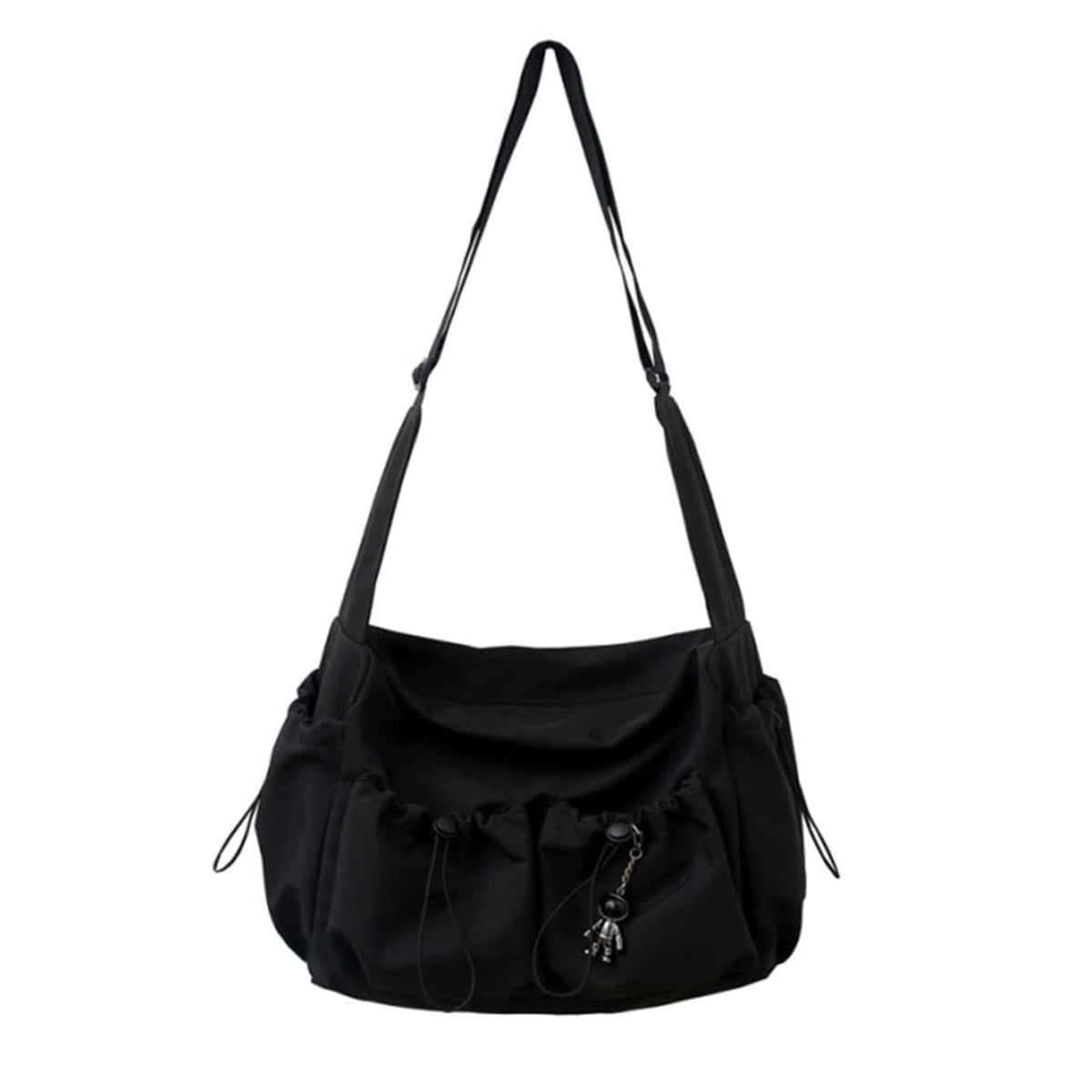 LoungeYard | UrbanLiner Nylon Messengerbag – Black Shoulder Bag with Zipper for Daily Use — product view 1