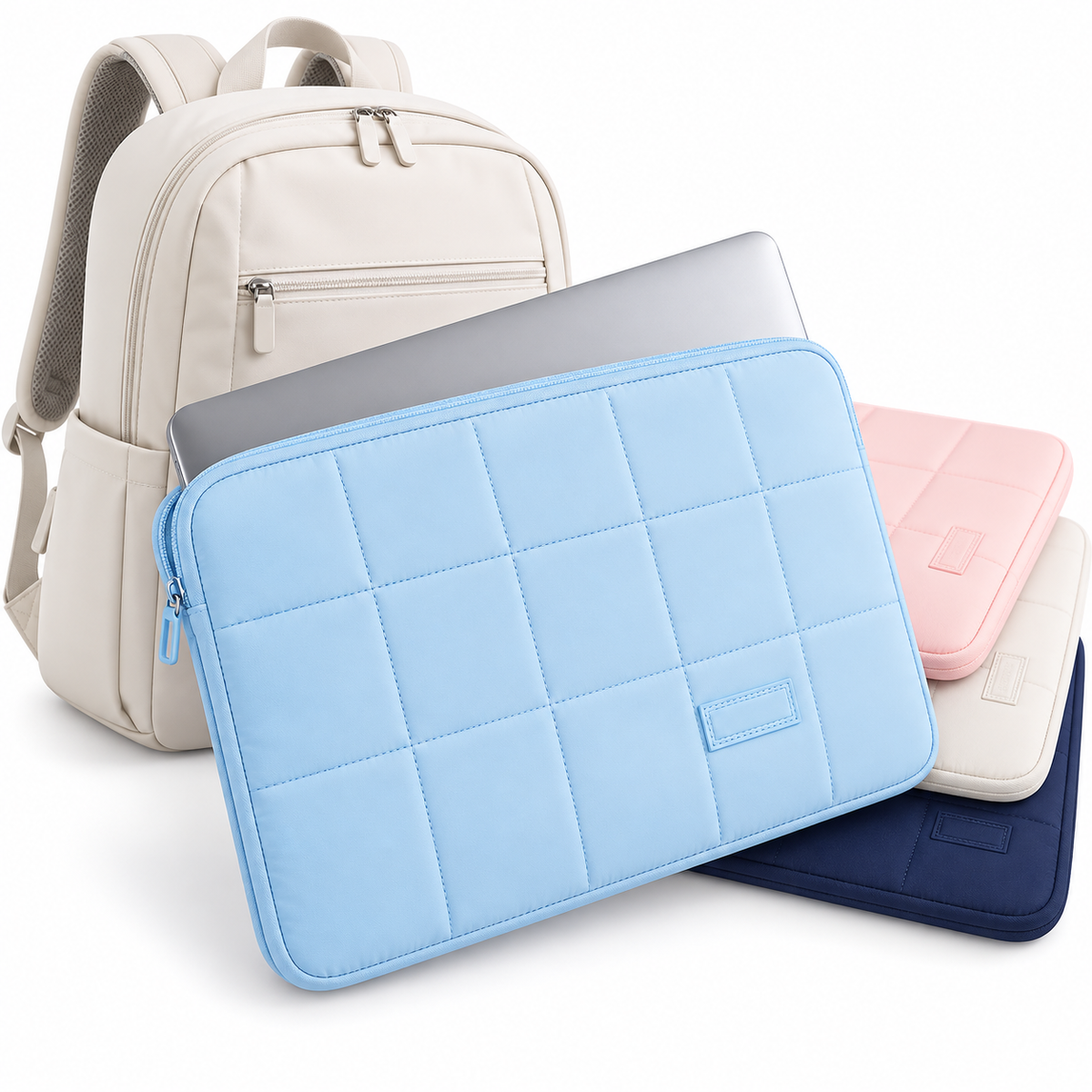 Quilted Slim Padded Laptop Sleeve with Shock-Absorbent Padding LoungeYard — product view 1