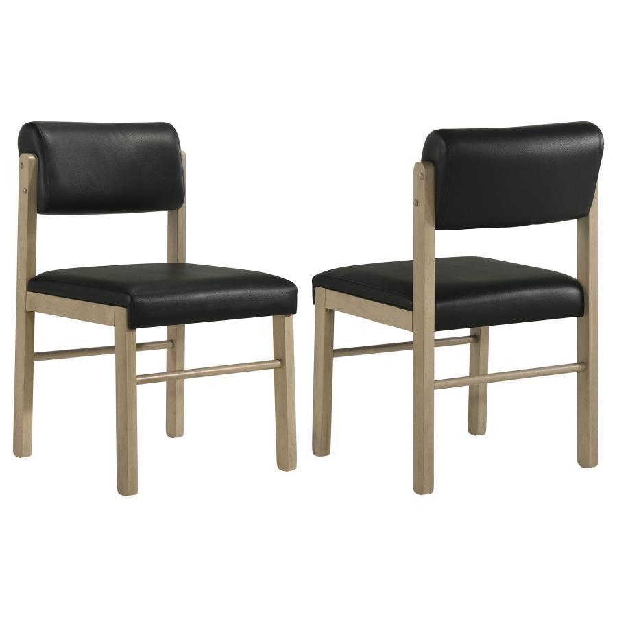 Coaster Kehoe Black Faux Leather & Natural Oak Dining Side Chair Set of 2 – 193922NAT — product view 1