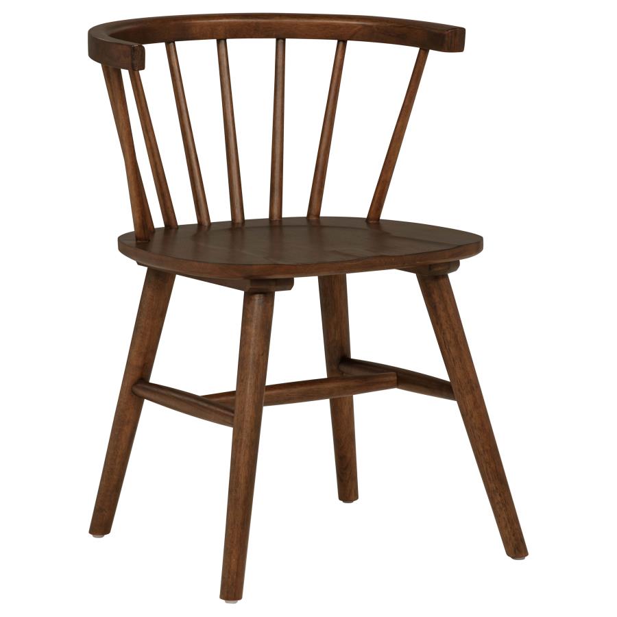 Coaster Strouse 5-Piece Round Walnut Pedestal Dining Table Set with Windsor Side Chairs – 193940WAL-S5F — product view 3