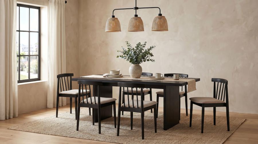 Coaster Decker 7-Piece 82" Black Dining Table Set with Wheat Spindle-Back Chairs – 193951BLK-S7A — product view 1