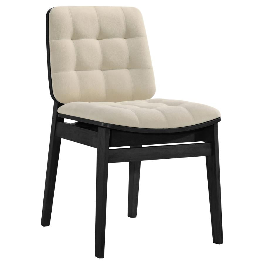 Coaster Decker 7-Piece 82" Black Dining Table Set with Cream Biscuit-Tufted Velvet Chairs – 193951BLK-S7D — product view 3