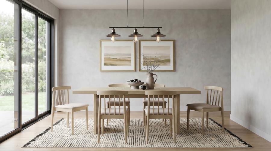 Coaster Decker 7-Piece 82" Natural Oak Dining Table Set with Wheat Spindle-Back Chairs – 193951NAT-S7A — product view 1