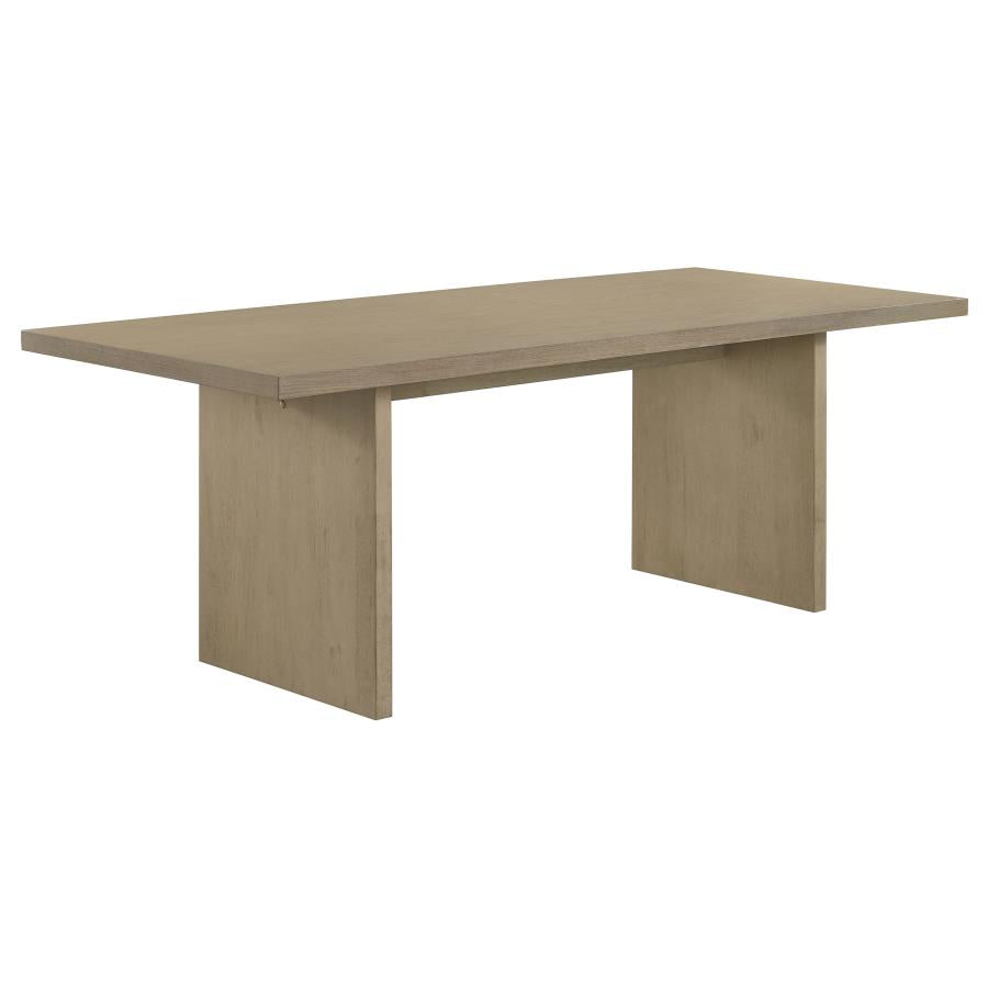 Coaster Decker 7-Piece 82" Natural Oak Dining Table Set with Grey Biscuit-Tufted Velvet Chairs – 193951NAT-S7E — product view 2