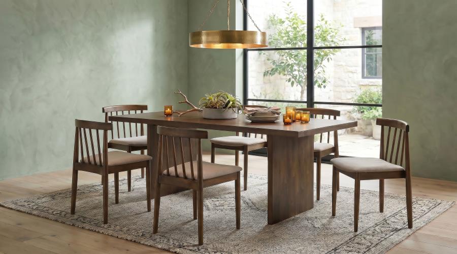 Coaster Decker 7-Piece 82" Walnut Dining Table Set with Wheat Spindle-Back Chairs – 193951WAL-S7A — product view 1
