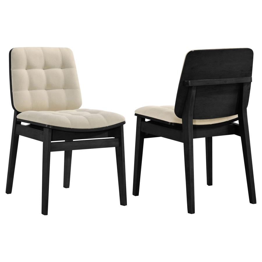 Coaster Redbridge Cream Velvet Biscuit-Tufted Dining Side Chair Black Set of 2 – 193952BLK — product view 1