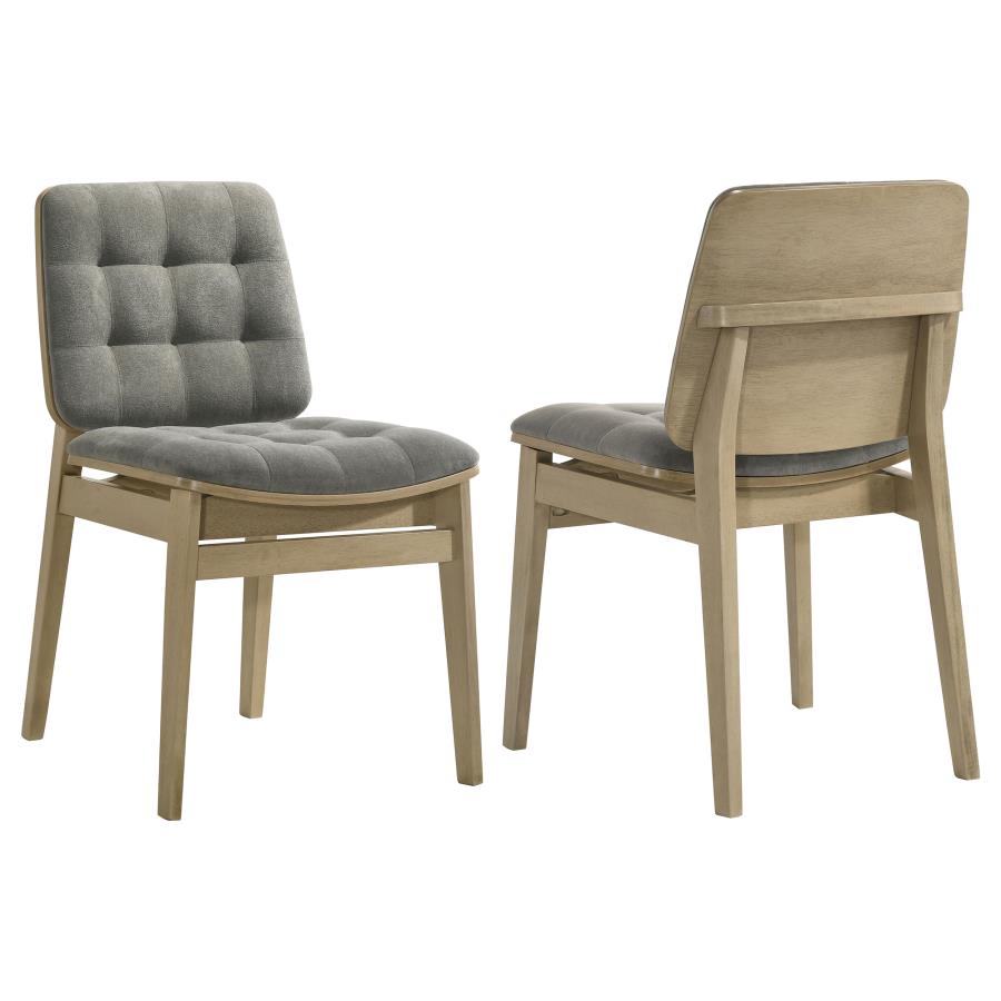 Coaster Redbridge Grey Velvet Biscuit-Tufted Dining Side Chair Natural Oak Set of 2 – 193962NAT — product view 1