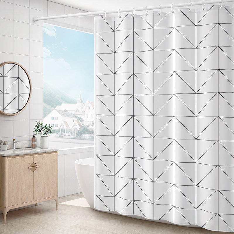 Modern Geometric Pattern Shower Curtain LoungeYard — product view 2