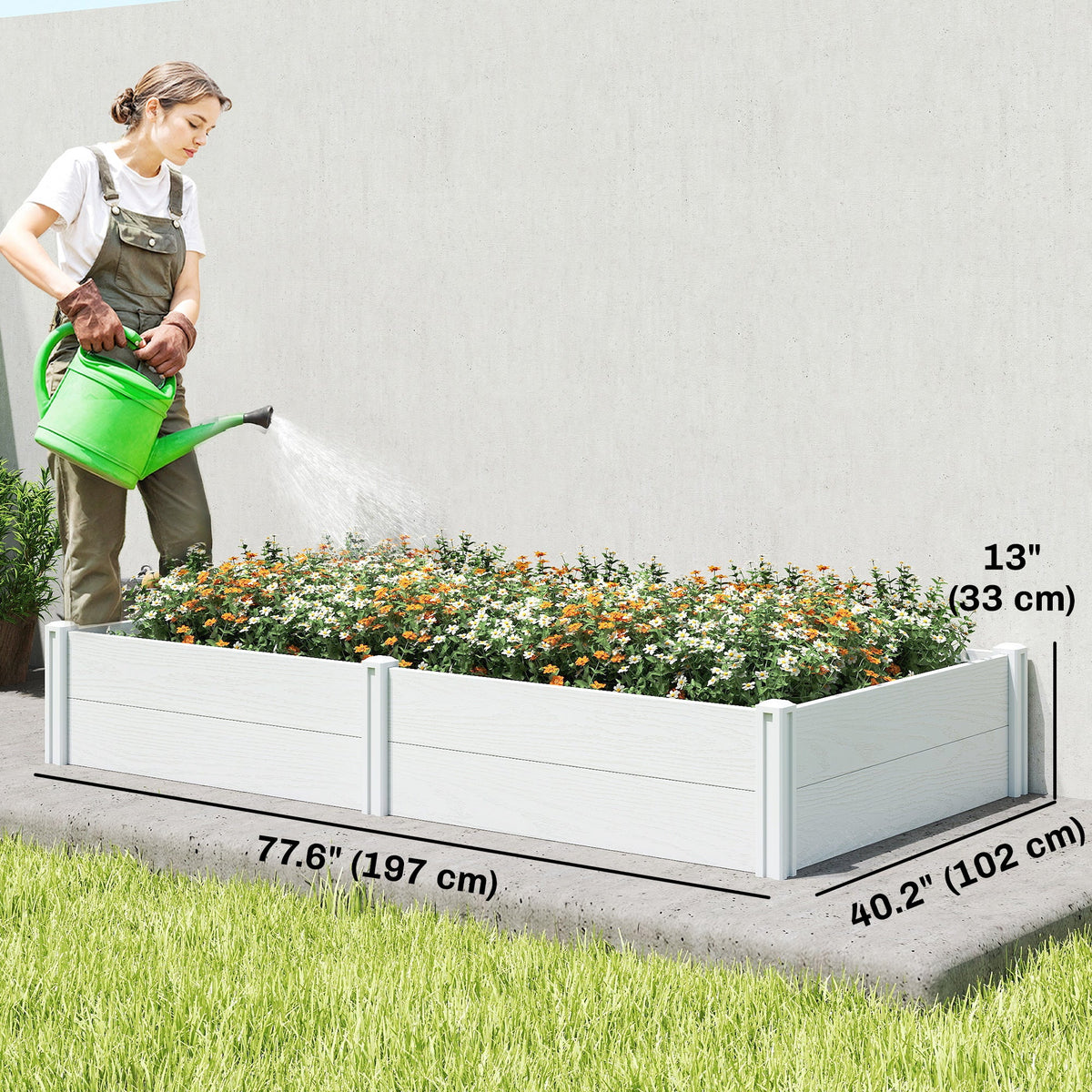 6.5 x 3 x 1ft Vinyl Raised Garden Bed with Divider, White — product view 5