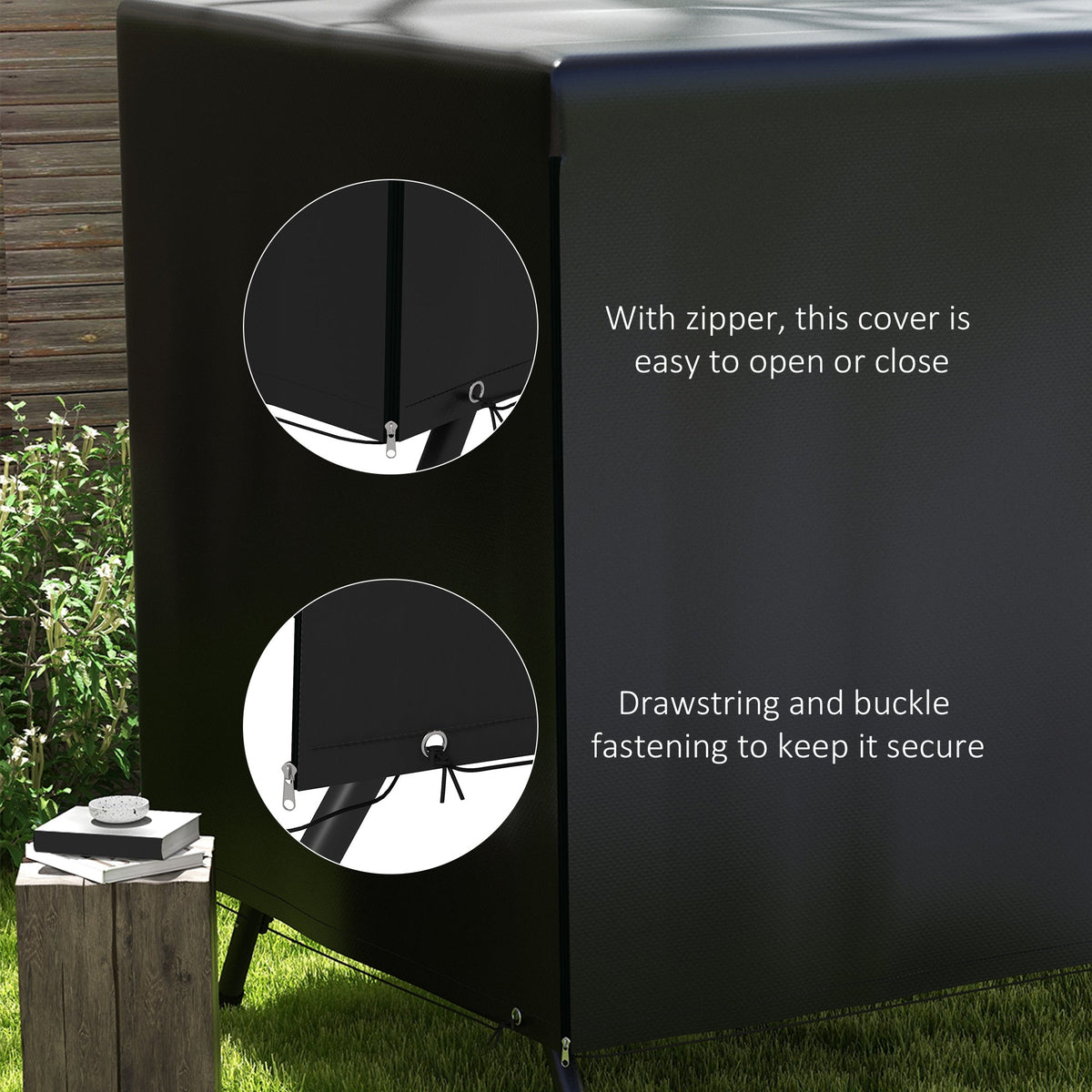 85" x 61" x 59" 3-Seater Patio Swing Cover, Black — product view 7