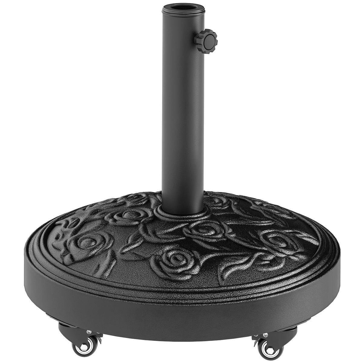 46 lbs Round Patio Umbrella Base with Wheels, Black — product view 1