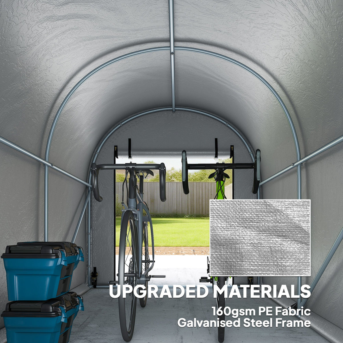 8' x 5' Portable Shed with Roll-up Zipper Door, Light Grey — product view 6