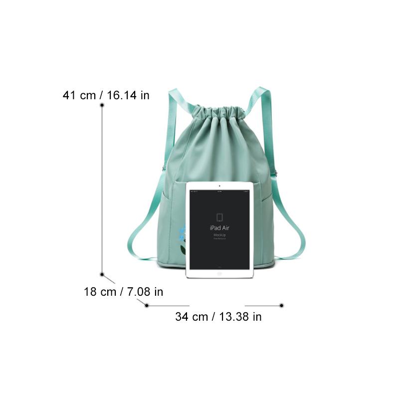 Multifunctional travel backpack with drawstring and embroidery | LoungeYard — product view 6