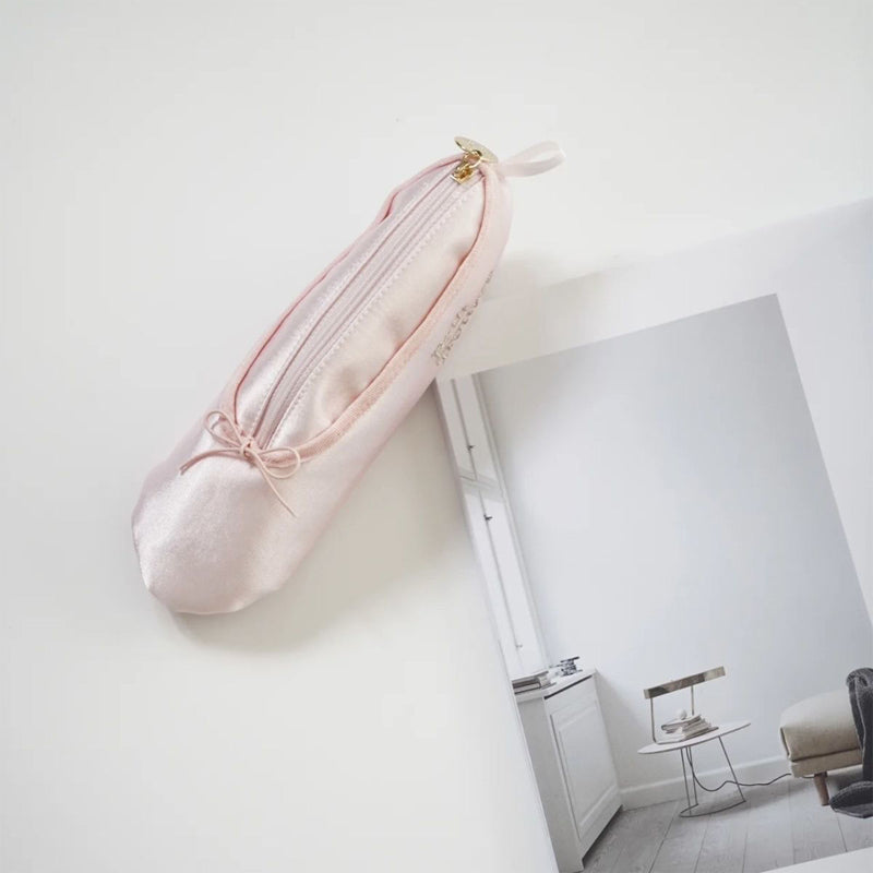 Personalized Pink Ballet Shoe Style Makeup Bag | LoungeYard — product view 2