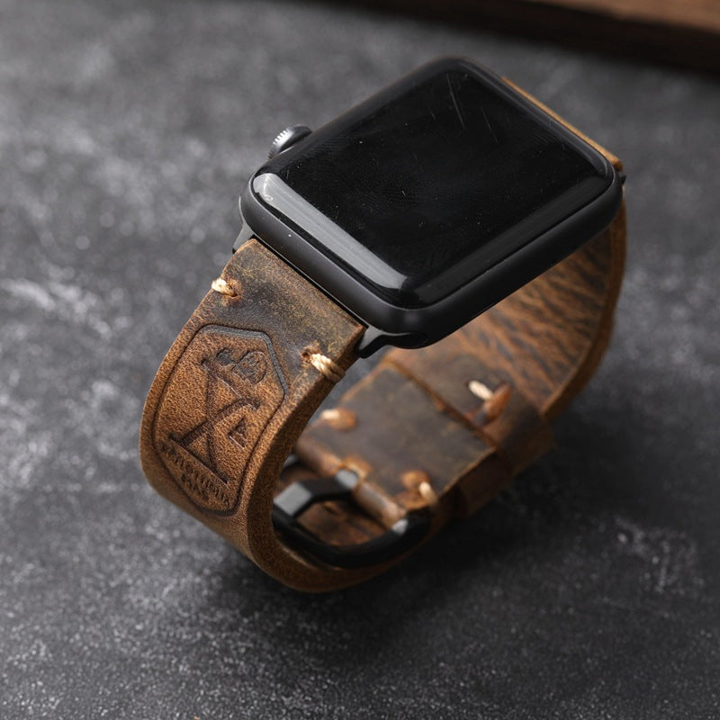 Handcrafted Vintage Leather Apple Watch Band — product view 1