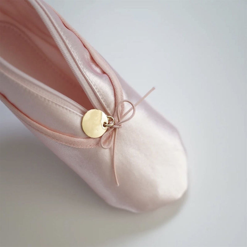 Personalized Pink Ballet Shoe Style Makeup Bag | LoungeYard — product view 3