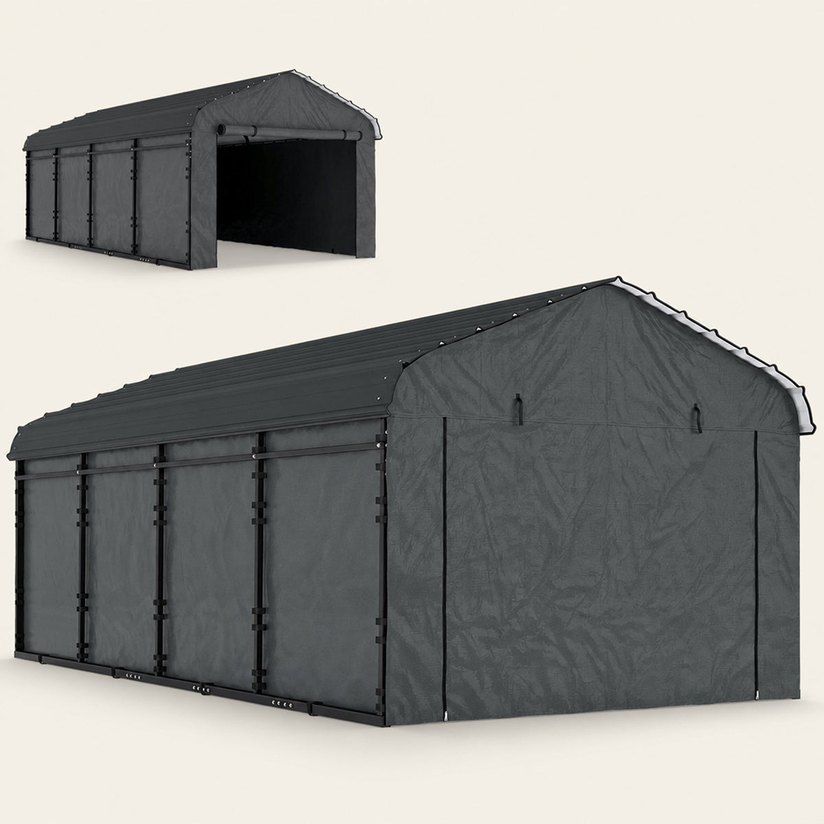 Onward 12' x 20' Heavy Duty Metal Carport with Galvanized Roof & Removable Sidewalls — product view 2