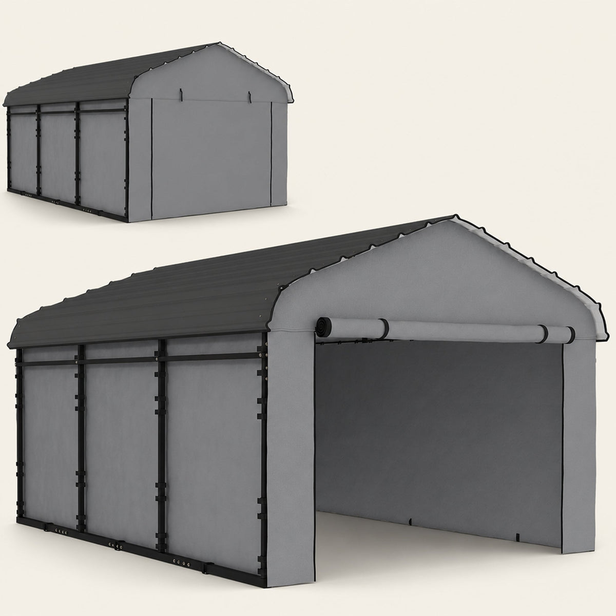 Onward 10' x 15' Heavy Duty Metal Carport with Galvanized Roof & Removable Sidewalls — product view 1