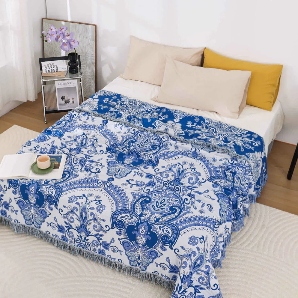 LoungeYard | Paisley Dream Cotton Tassel Blanket — product view 1
