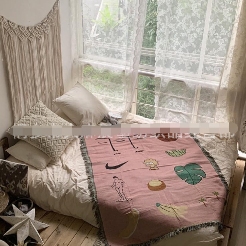 LoungeYard | Pink Muse Woven Blanket — product view 2
