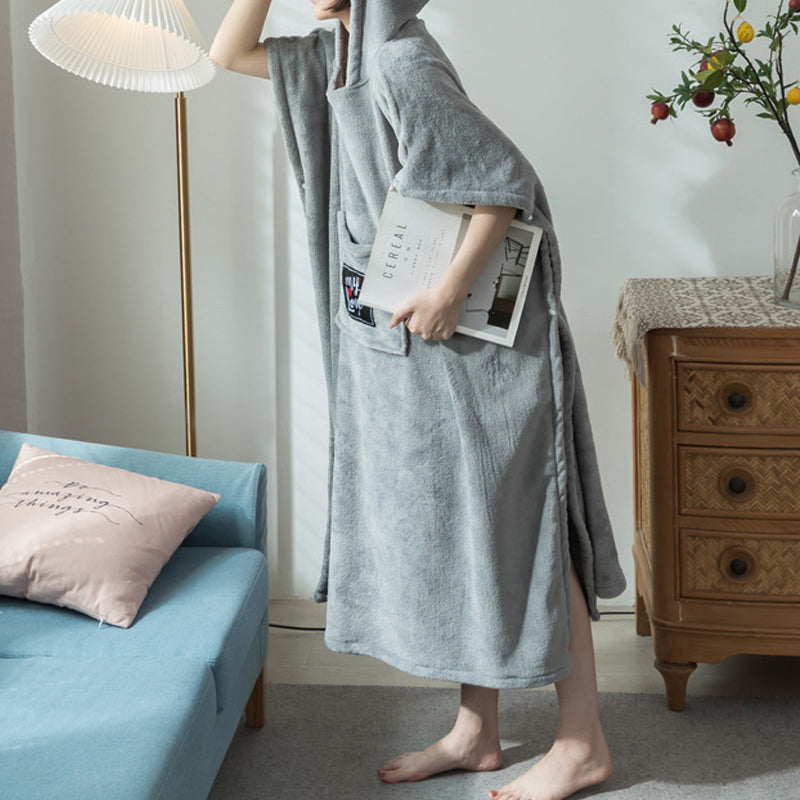 Terry bathrobe made of soft cotton fabric Girly | LoungeYard — product view 2
