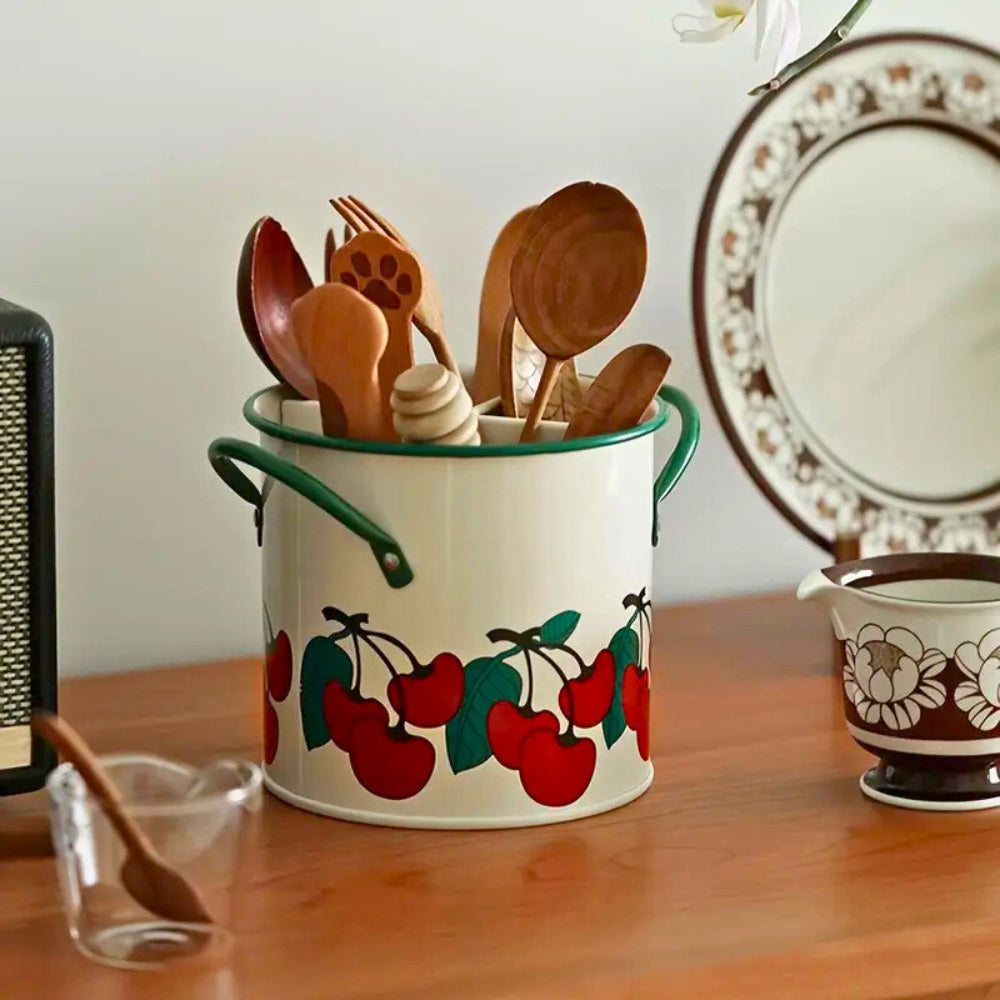 LoungeYard | Floral Utensil Storage Basket with Divider Lid — product view 1