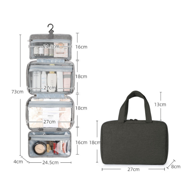 LoungeYard | Travelique Travel Cosmetic Organizer | Compact & Water-Repellent | With 4 Compartments & 360° Hook | For Women & Men — product view 1
