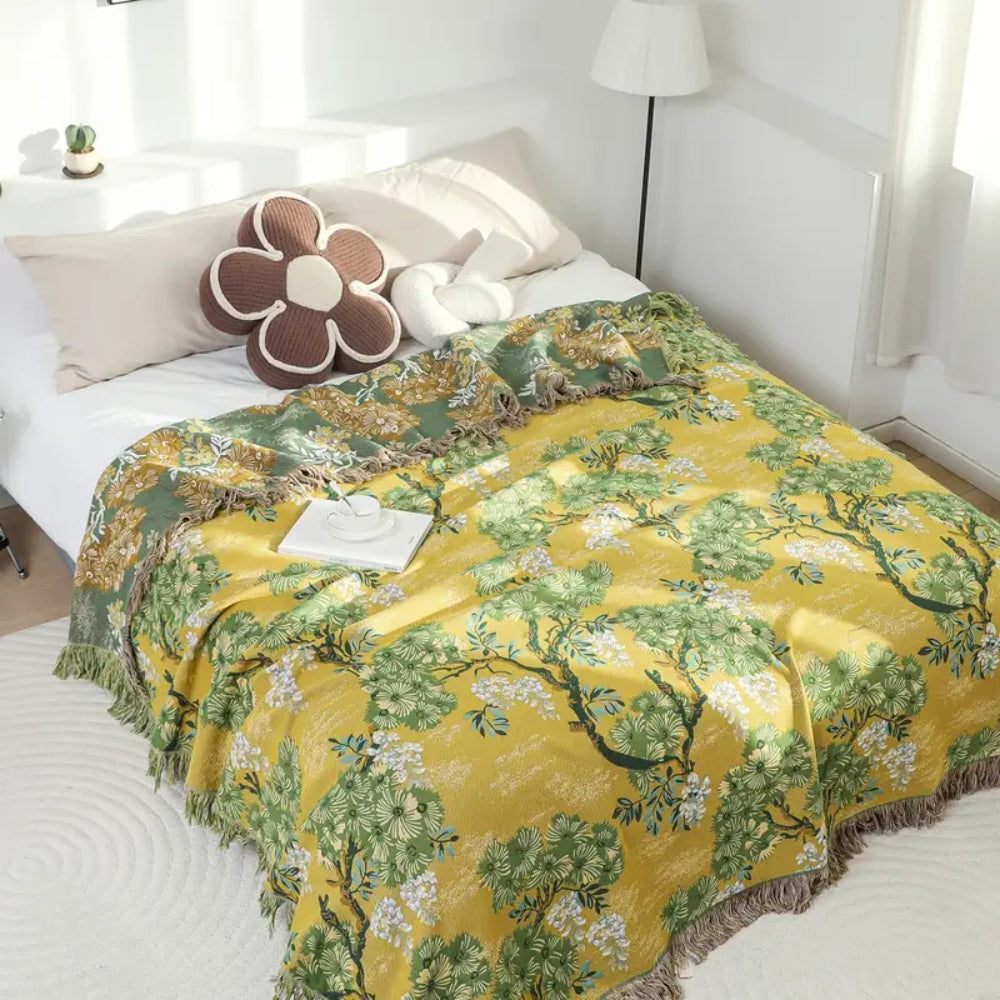 LoungeYard | Lush Mulberry Trees Cotton Blanket — product view 1