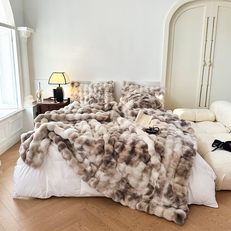 Tie-Dye Rabbit Faux Fur Throw Blanket, Soft — product view 5