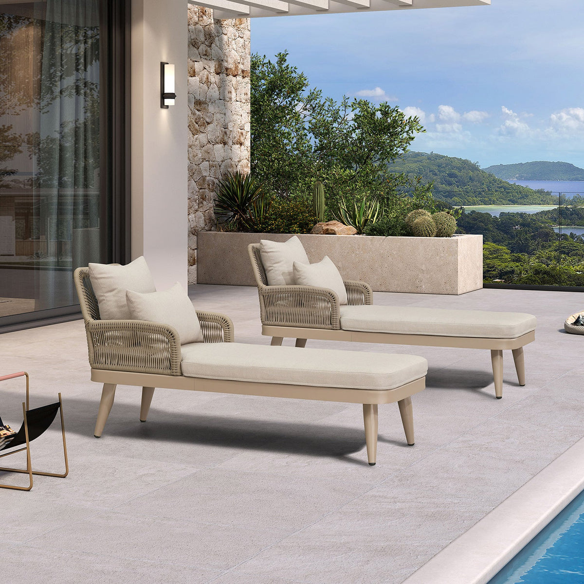 PURPLE LEAF Patio Chaise Lounge Chair, Aluminum Pool Lounge Chairs for Outdoor with 2 Cushions for Deck, Pool, Lawn, Garden, Courtyard, Porch — product view 2