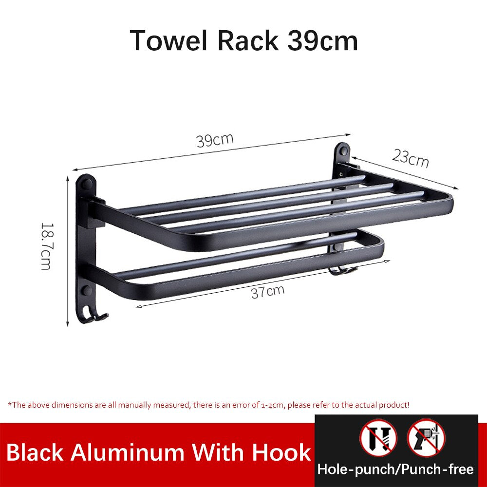 LoungeYard | Easy Organizer Bathroom Aluminum Foldable Towel Rack — product view 1