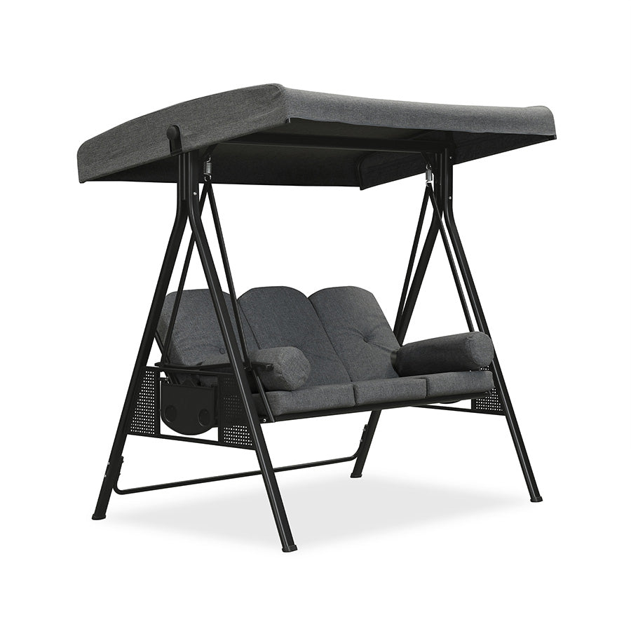 PURPLE LEAF 3-Seat Porch Swing Outdoor w/Cushion & Adjustable Canopy — product view 2